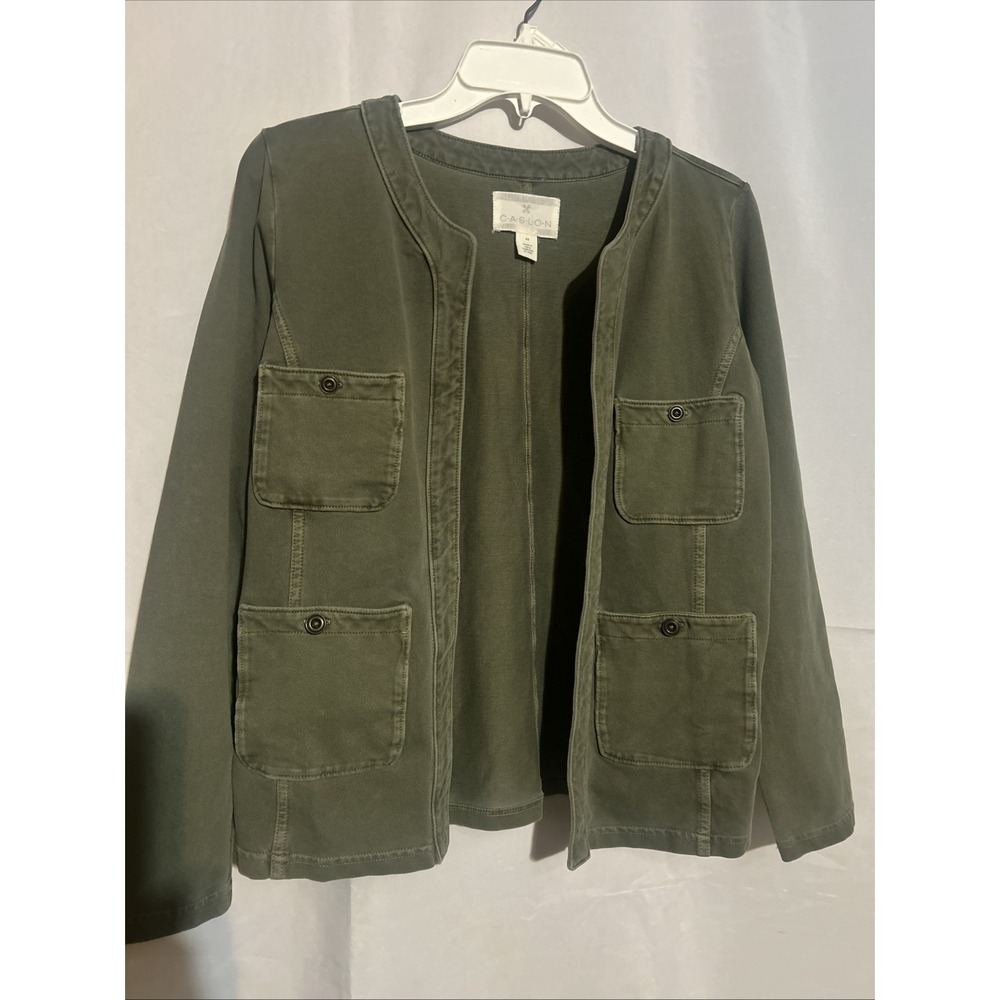 Caslon Army Green Open-Front Jacket With Pockets, Size XS